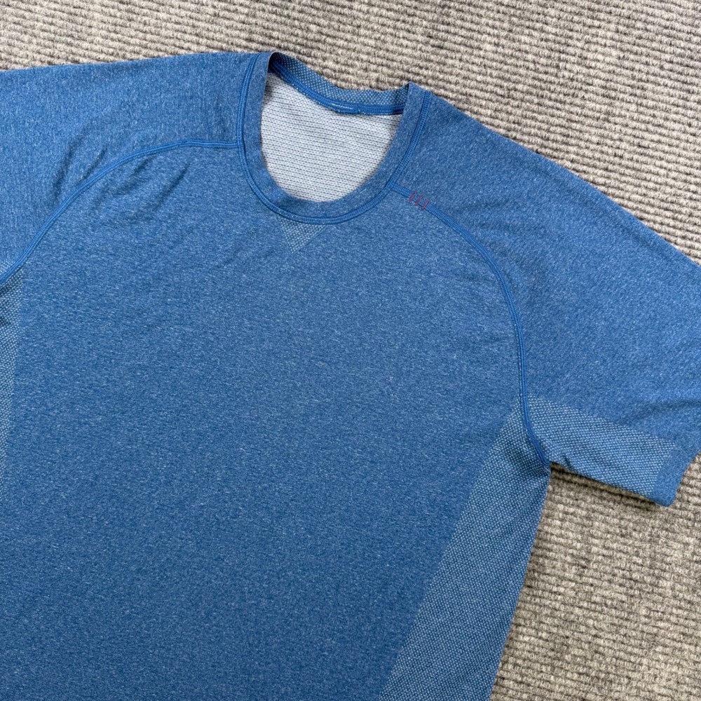 Lululemon Metal Vent Tech Short Sleeve Shirt Mens Large Blue Heather Active Tee